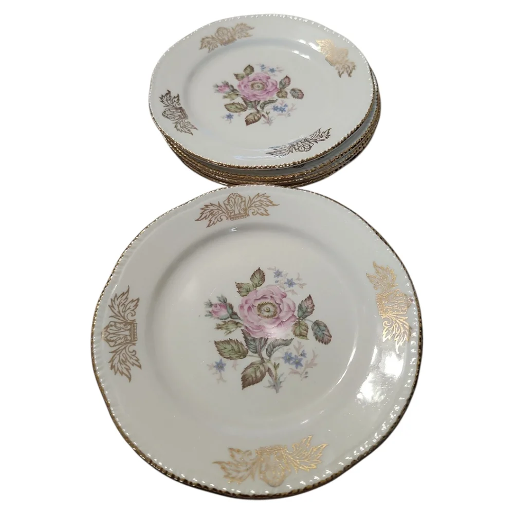 Antique 1950s Homer Laughlin Queen Esther Collection 22k Gold Rim Salad Plates-8 - Picture 5 of 8